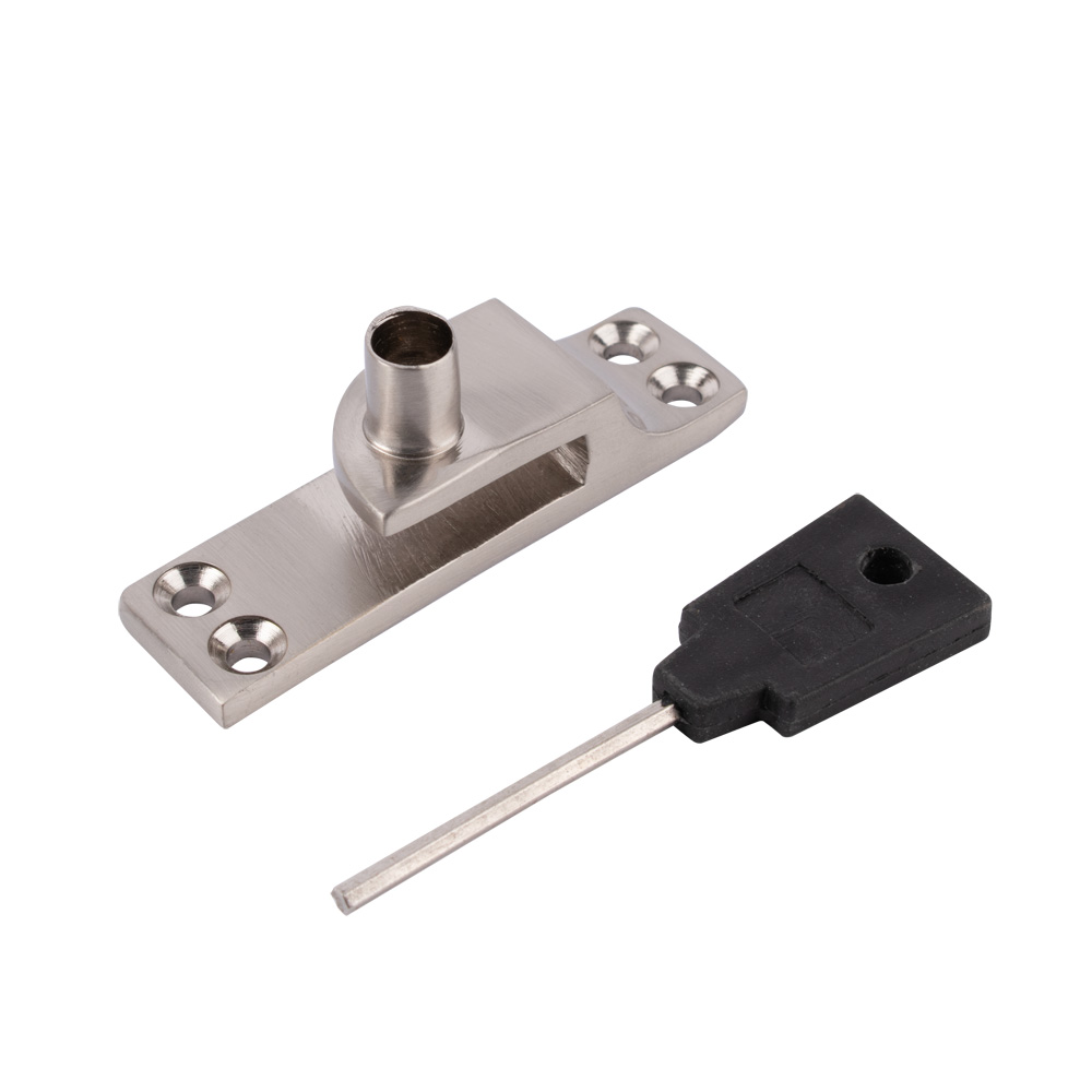 Sash Heritage Locking Keep for Straight Arm Fastener (Standard) - Satin Nickel
